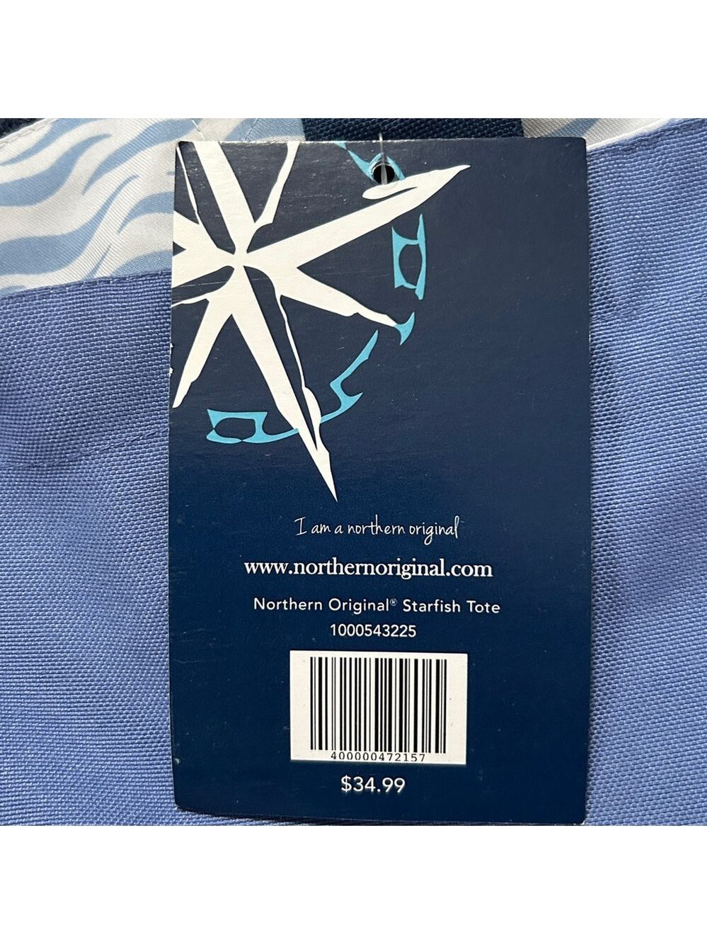 Northern Original Large Capacity Blue Tote Bag with Pink Starfish Graphic NWT - Picture 5 of 10